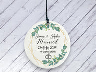 Wedding botanical Personalised Ceramic circle