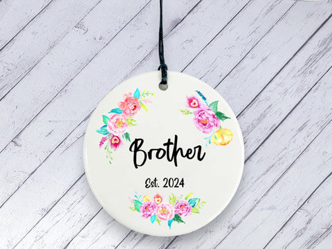 Pregnancy Reveal Gift for Brother - Floral Ceramic circle
