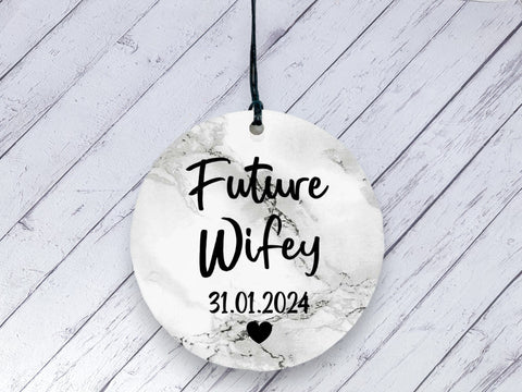 Engagement gift -  Future Wifey Marble Personalised Ceramic circle