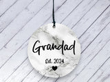 Pregnancy Reveal Gift for Grandad - Marble Ceramic circle