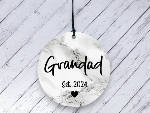 Pregnancy Reveal Gift for Grandad - Marble Ceramic circle