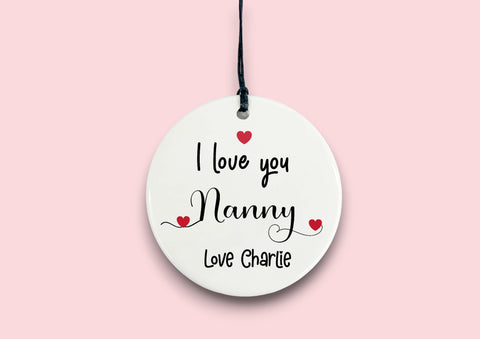 I love you , personalised ceramic ornament