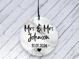Engagement gift -  Mrs & Mrs Floral Personalised Ceramic circle