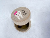 My First Tooth Wooden Circle Tin Pink Bow