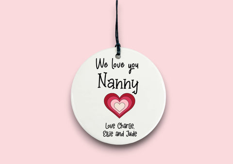 We love you , personalised ceramic ornament