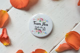 Custom Badges, Magnets, Keyrings or Mirrors for Hen Do - Floral Arrow