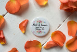 Custom Badges, Magnets, Keyrings or Mirrors for Hen Do - Floral Arrow