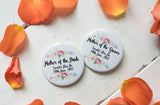 Custom Badges, Magnets, Keyrings or Mirrors for Hen Do - Floral Arrow