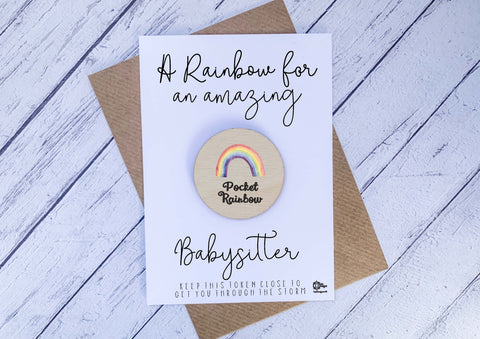 Wooden pocket rainbow for an amazing Babysitter