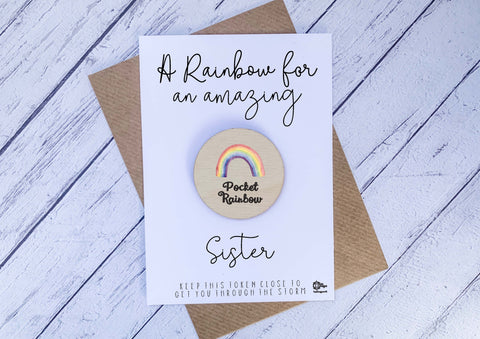 Wooden pocket rainbow for an amazing Sister