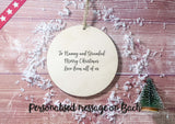 Wooden Circle Decoration - baby's first xmas bear