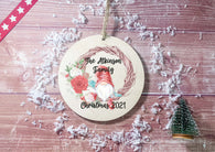 Wooden Circle Decoration - Gonk with wreath family personalised