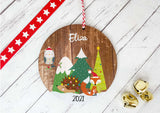 Dark Wood Circle Decoration - child's name festive friends
