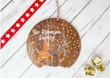 Dark Wood Circle Decoration - forest animals family personalised