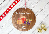 Dark Wood Circle Decoration - family personalised presents