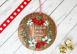 Dark Wood Circle Decoration - Wreath family personalised