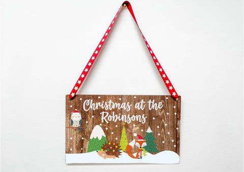 Christmas at the Personalised Hanging Xmas plaque - Festive Friends