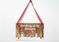 Christmas at the Personalised Hanging Xmas plaque - Llama Family