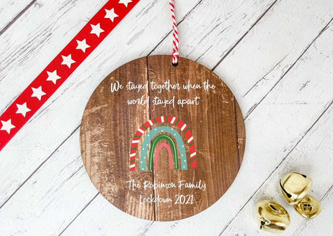 Dark Wood Circle Decoration - Rainbow 2021