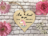 Wooden Heart Ornament - Aunt Rare As A Unicorn