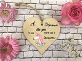 Wooden Heart Ornament - Stepmum Rare As A Unicorn