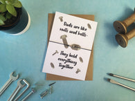 A6 postcard print - Dads Are Like Nuts & Bolts