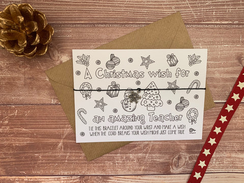 Colour In Wish bracelet - A Christmas Wish for an Amazing Teacher