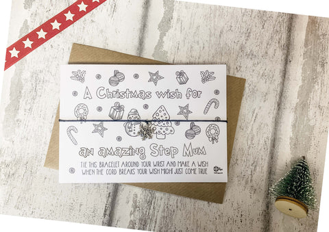 Wish bracelet - Xmas Doodle Wish for an amazing Step Mum
