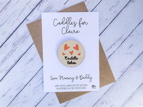 Wooden token - Cuddles from Mummy & Daddy token