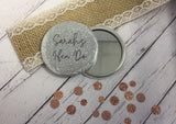 Personalised Badge Magnet Keyring Mirror - Rose Gold, Silver or Gold Glitter
