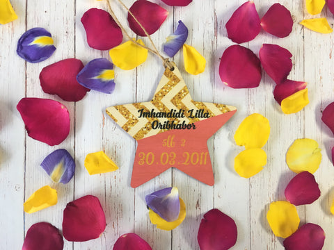 Star Ornament - Bright & Gold Geometric Baby Announcment