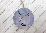 Wooden Circle Decoration - Star sign plaque - Gemini
