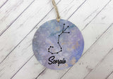 Wooden Circle Decoration - Star sign plaque - Gemini
