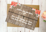 Floral wood style Wish bracelet - Sisters are like stars you can't always see them but they are always there