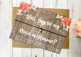 Floral wood style Wish bracelet - Will you be my Maid of Honour?