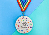 World's Best Grandad printed wooden medal