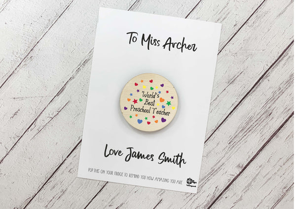 World's best Preschool Teacher magnet card