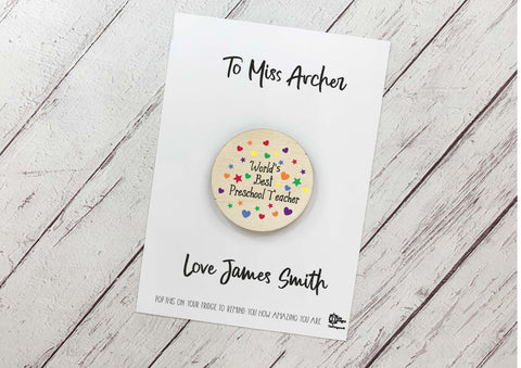 World's best Preschool Teacher magnet card