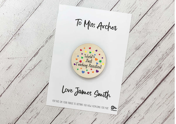 World's best Teaching Assistant magnet card