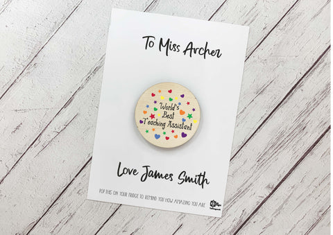 World's best Teaching Assistant magnet card